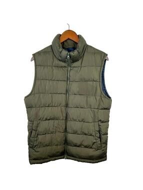 GAP Men's Size Medium Warmest Puffer Vest in Black Grass w/ Snap Pockets